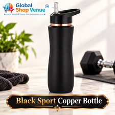 Premium Black Sport 100% Copper Water Bottle – Travel & Fitness Bottle 33.81 oz picture