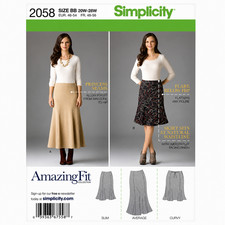 Simplicity 2058 Womens Skirts Sewing Pattern Sizes 20W, 22W, 24W, 28W Uncut picture