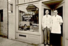 1930's • George;s Barbershop • Barber shop, Old school Photo Vintage Collecting picture
