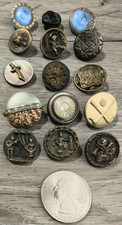 Vintage Antique BUTTON LOT of 15 Small mostly metal buttons odd collectible picture