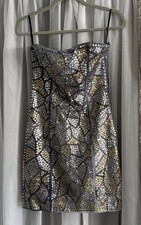 Vtg Y2K  Cecilia DeBucourt Jean Sequined Side Studded Mini Sleeveless Dress M picture