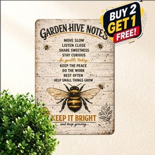 Beehive Rules Bee Garden Decor Metal Sign Vintage Honey Apiary Wall Plaque picture