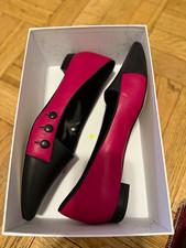 NEW Manolo Blahnik Women’s Leather Pointed Toe Flats Black/Pink US 11 (size 42) picture