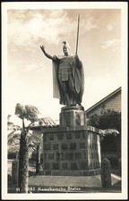 Honolulu, Hawaii HI Kamehameha Statue Original Vintage Real Photo Postcard RPPC picture