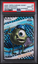 Topps 2025 Chrome Disney Mike Wazowski #6 Mickey Mouse B&W Shimmer Card #'d /101 picture
