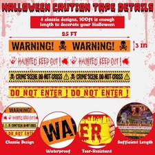 Halloween Caution Tape Decorations, 100Ftx3In 4 Kinds WARNING Caution Tapes picture