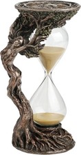 Cold Cast Bronze Dryad Hour Glass Gold Sand Timer Home Decorative Figurine picture