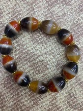 Rare Tibetan Colorful Agate Dzi *1Line* Beads Bracelet  picture