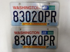 PAIR 2003 Washington APPORTIONED COMBINATION   License Plate Tag TRUCKING picture