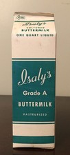 Vintage Isaly's One Quart Buttermilk Wax Carton Box Mansfield, Ohio OH picture