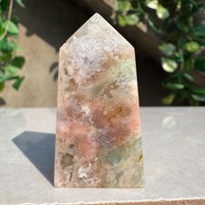 28G Natural Sakura Agate Cherry Blossom Obelisk Quartz Tower Healing picture
