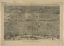Philadelphia Bird's Eye View Map 1872 Vintage City Reprint Wall Art picture