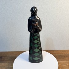 Vtg Oaxaca Mexico Black Pottery Folk Art Sculpture Woman Manuel Felguerez Style picture