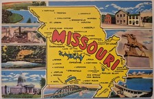 Vintage Postcard Visit Missouri Cities Map  AA130 picture