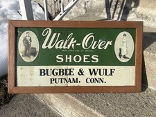 Antique Walk Over Shoes Tin Advertising Sign Putnam Ct Cut picture