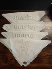 4 Vintage White Linen MONOGRAMMED 