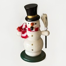Vintage German Wooden Erzgebirge Snowman Smoker Figure picture