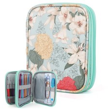 Katech Crochet Hook Case- Empty Hook Holder w/Zippe Pocket-Light Blue picture