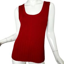 ST JOHN SPORT Marie Gray Sleeveless Tank Top Shell Sweater Size L Large Burgundy picture