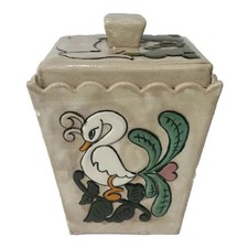 LARGE VTG MCM Kitchen Canister Cookie Jar 1960’s Handmade Art Deco Retro Decor picture