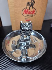 Vintage Chrome Metal Mack Truck Bulldog Ashray, NOS with Box  picture