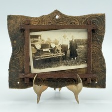Antique 1928 New York Photograph Hudson Super Six Automobile in Hand-Carved Folk picture