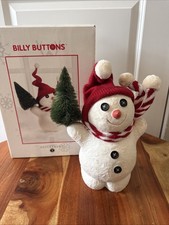 VTG Dept 56 BILLY BUTTONS Sparkle Snowman Holding Bottle Brush Christmas Tree picture
