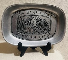 Vintage “Give Us This Day Our Daily Bread” Plate Wilton RWP Pewter Platter picture