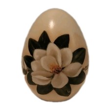 Vtg Hand Painted Egg Ceramic/Clay Decorative Signed 3” +- Tall Laverne  picture