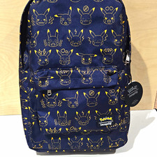 Loungefly Pokémon Pikachu Navy Blue & Gold Allover Print Backpack picture