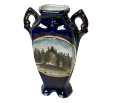 NEWPORT , RHODE ISLAND RI THE BREAKERS Antique Blue Cobalt Souvenir Vase picture