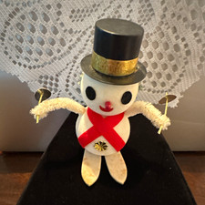Vintage Mid-Century Japan Skiing Snowman Figurine - 1950s Kitsch Christmas picture