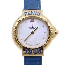 Fendi 430L Quartz Ladies Watch Gold Gp Shell Dial Genuine Leather Strap picture