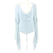 Escada Light Blue Chiffon Dress Top Women's Formal Beaded Sleeve (Ages 14+) picture