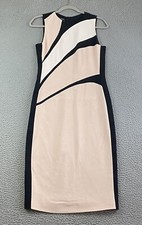 NARCISO RODRIGUEZ Sleeveless Bicolor Crepe Sheath Dress Pink Black White Size 40 picture