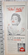 1954 Cutex Vintage Print Ad Nail Polish Pretty Brunette Bottle Red Fingernails picture