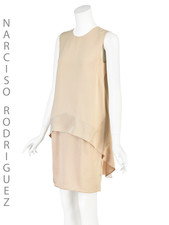 NARCISO RODRIGUEZ Pale Peach Silk Two-Tiered Cocktail Dress SZ 4 picture