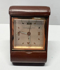 Vintage Golay Fils & Stahl Geneve Swiss Travel Desk Clock Leather Case Untested picture