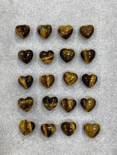 10pc Natural Tiger's Eye Jasper Mini Heart hand-carved quartz crystal reiki gift picture