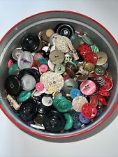 Huge Lot Assorted Antique & Vintage Buttons 1.5lbs In Ben Franklin Christmas Tin picture
