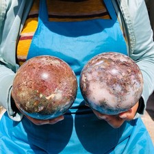 2pcs 7.12LB Natural Water Grass Agate Ball Quartz Crystal Ball Healing 2098 picture