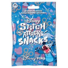 2025 Disney Stitch Attacks Snacks Mystery Pin Pouch 5 Mystery Pins - BRAND NEW picture