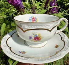 Sorau Carstens Antique Porcelain 2 Pc Set Tea Cup & Saucer, Germany picture