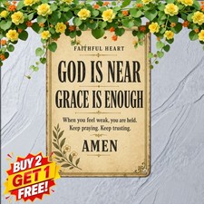 Religious Inspirational Scripture Sign Vintage Christian Faith Metal Plaque 8x12 picture