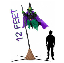 12FT Animated Hovering Witch Halloween Animatronic Sound Touch Sensor Yard Decor picture