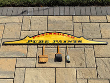 Vintage Peninsular Pure Paints Brush Display Wood Sign Detroit Antique Hardware picture
