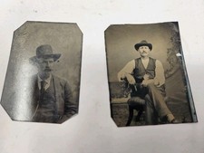 2 Antique American PHOTO TINTYPES  Western Frontier Cowboy picture