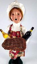 Byers Choice Caroler Chef with Wine Apron Wine Bottles 