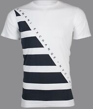 ARMANI EXCHANGE White DIAGONAL STRIPE Short Sleeve Slim Fit Designer T-shirt NWT picture