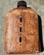 Vintage Leather Bound Flask Bolton Landing Lake George, NY picture